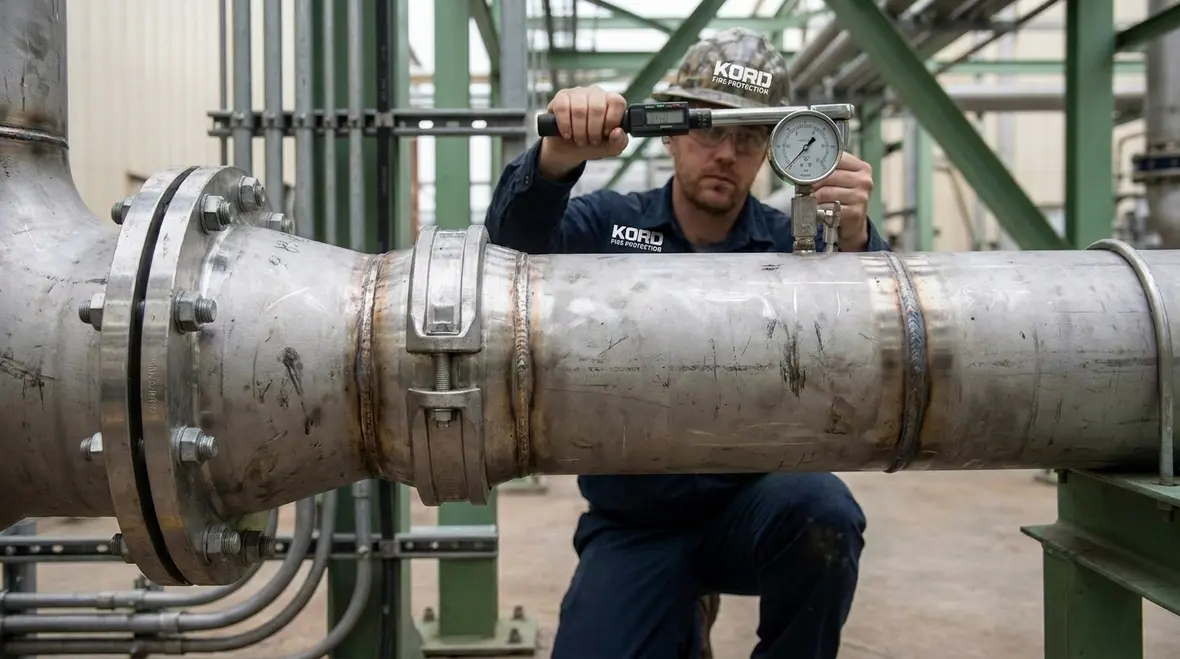 Grooved flanged threaded and welded pipe connections in a fire protection system