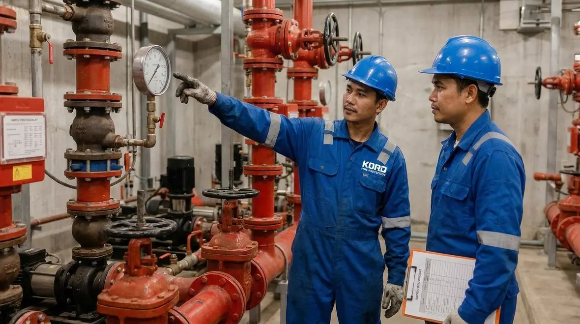 Industrial water spray piping and pressure monitoring equipment