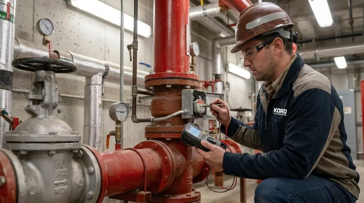 Testing foam water sprinkler alarms and monitoring links