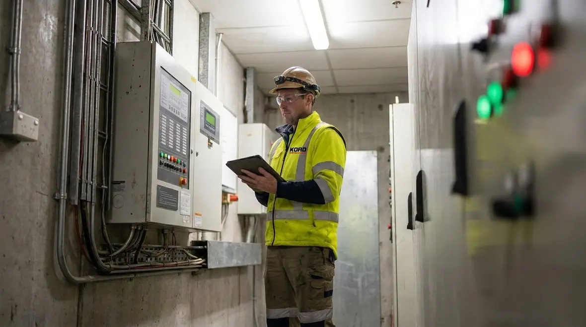 Foam water system alarm inspection and device testing in an industrial facility