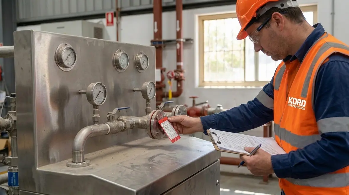 Foam water fire suppression system approvals equipment layout