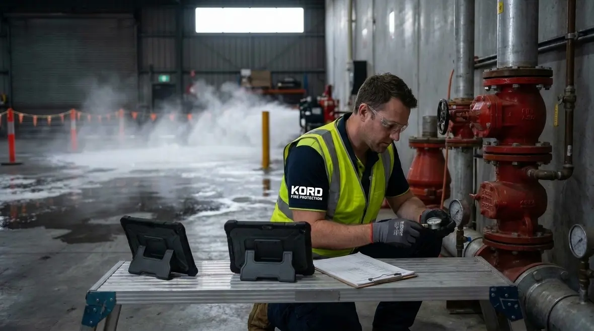 Fire suppression foam testing coverage and discharge performance review