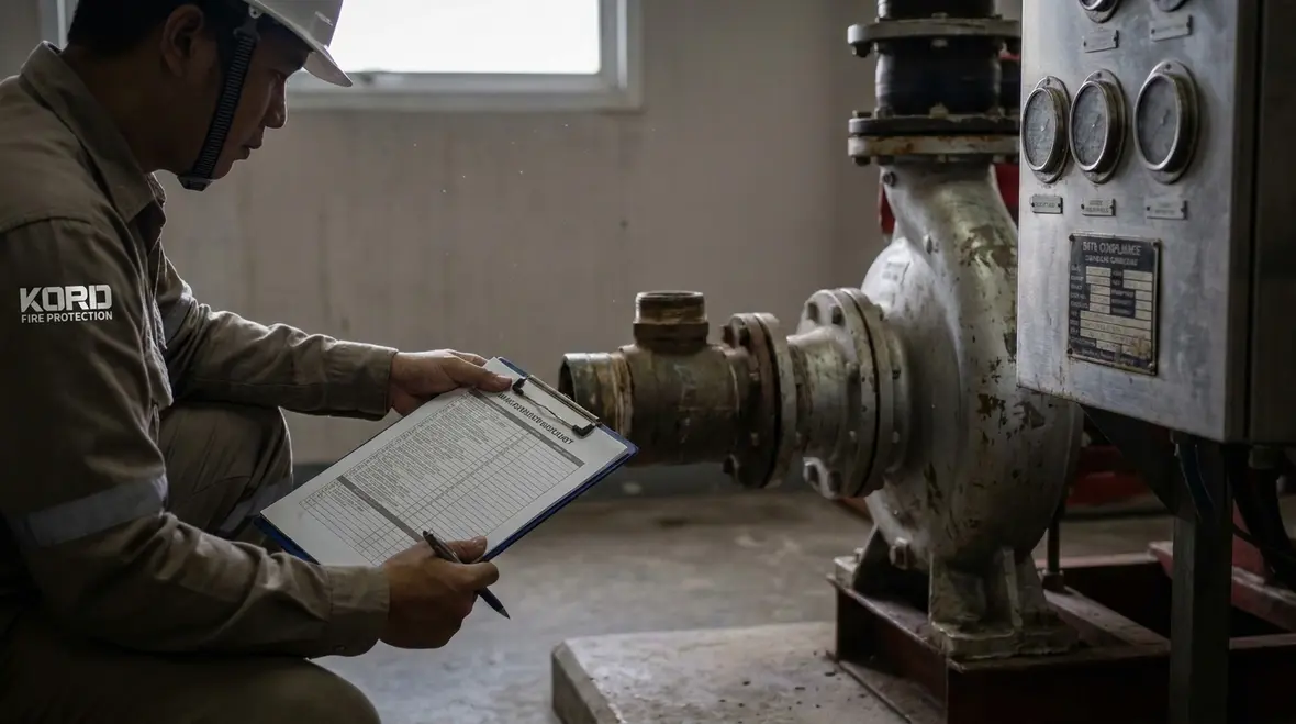 Foam pump inspection and compliant service support by fire protection technicians
