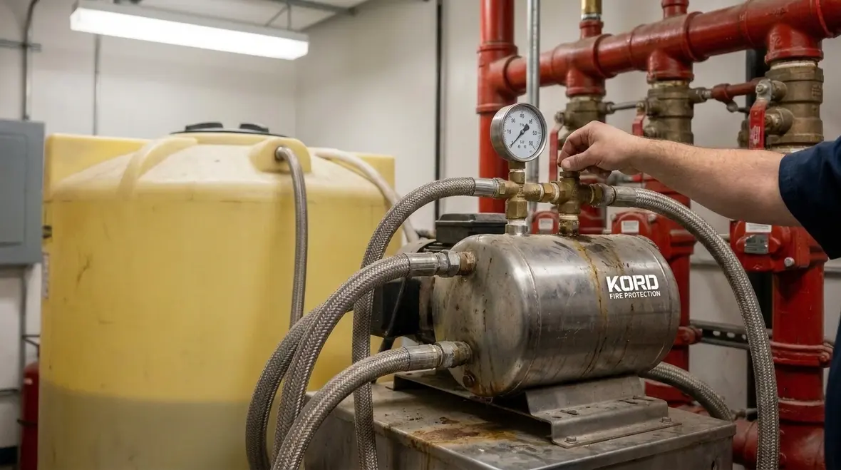 Industrial foam-water system pump requirements and maintenance access