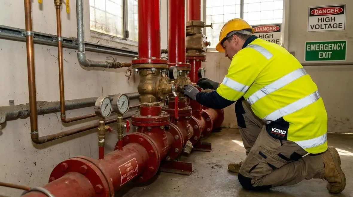 Preprimed foam water sprinkler piping arranged for rapid discharge in a commercial facility