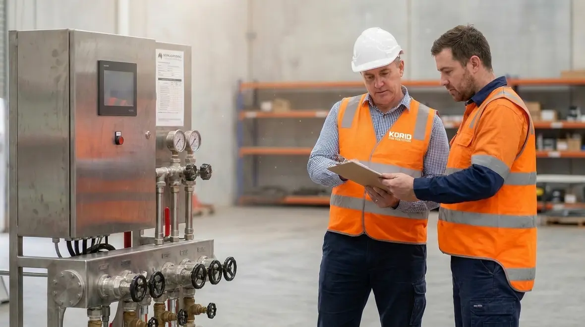 NFPA 16 system instructions and acceptance paperwork for a foam water sprinkler system