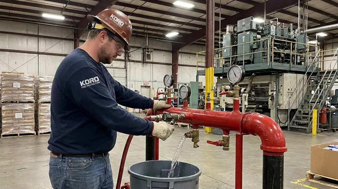 NFPA 16 test connections for foam water sprinkler and spray systems