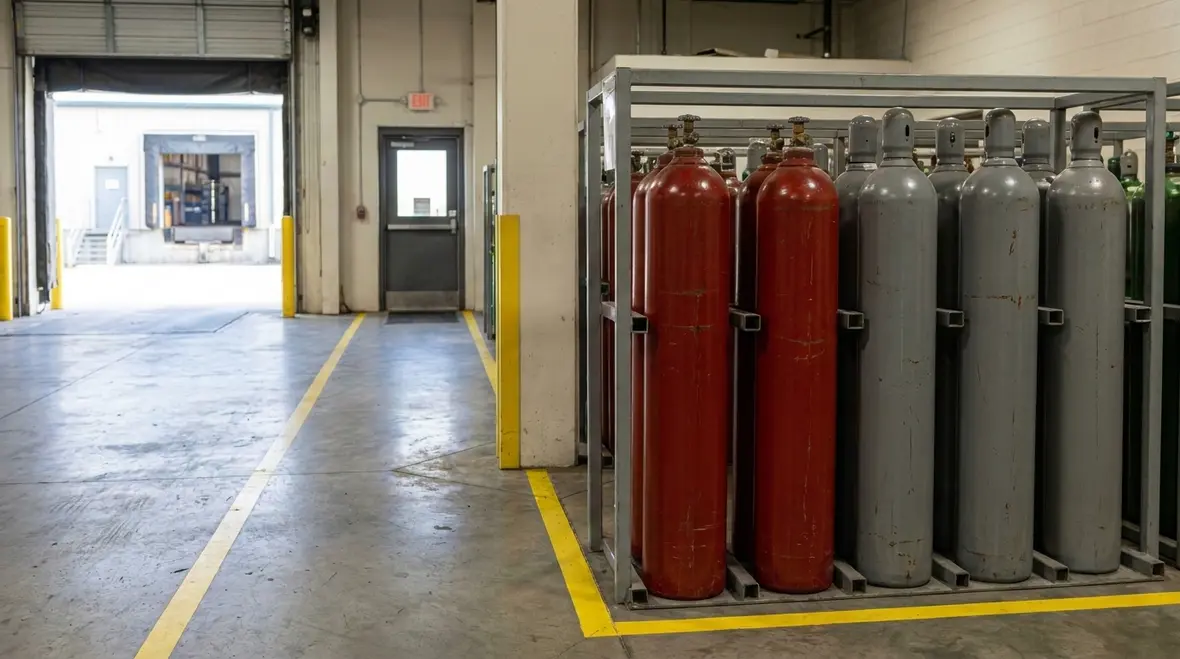 Safe placement of clean agent cylinders with clear service access