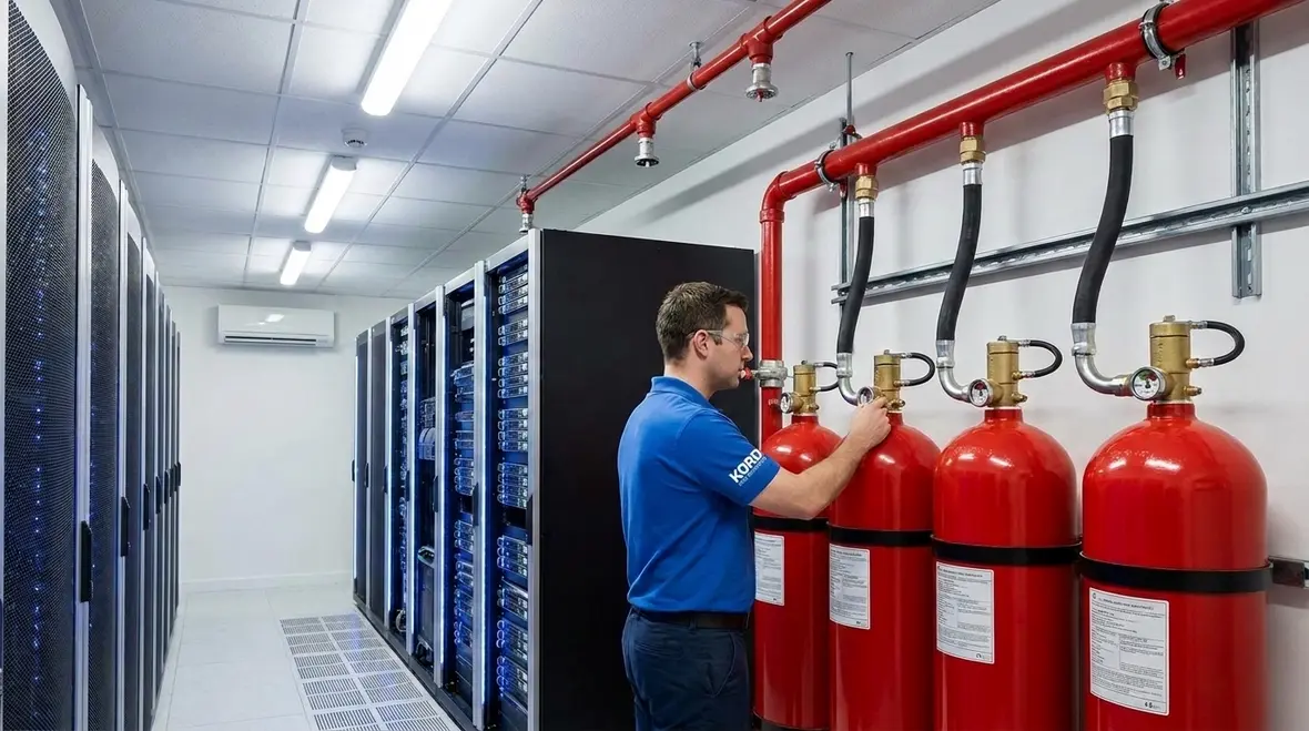NFPA 2001 approved clean agents fire suppression system protecting critical equipment