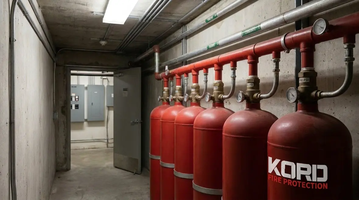 Room integrity testing and clean agent enclosure assessment for discharge time performance