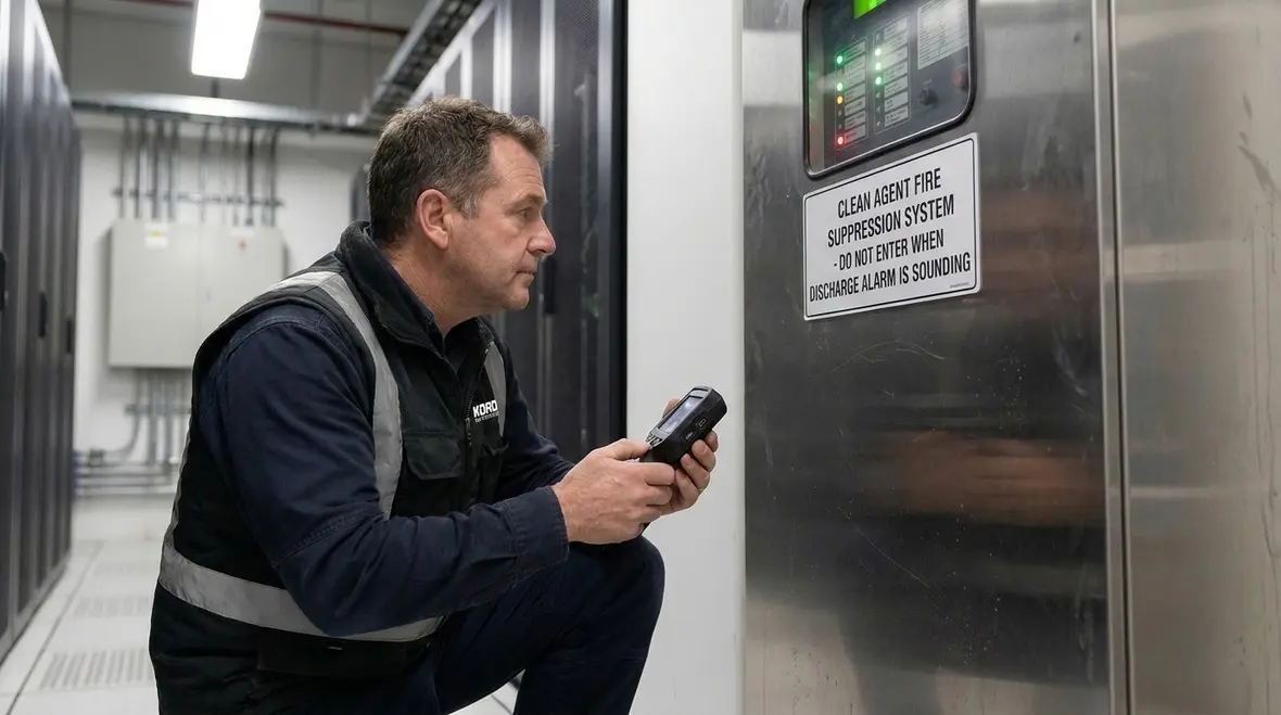 Installation duties and clean agent system components in a protected room