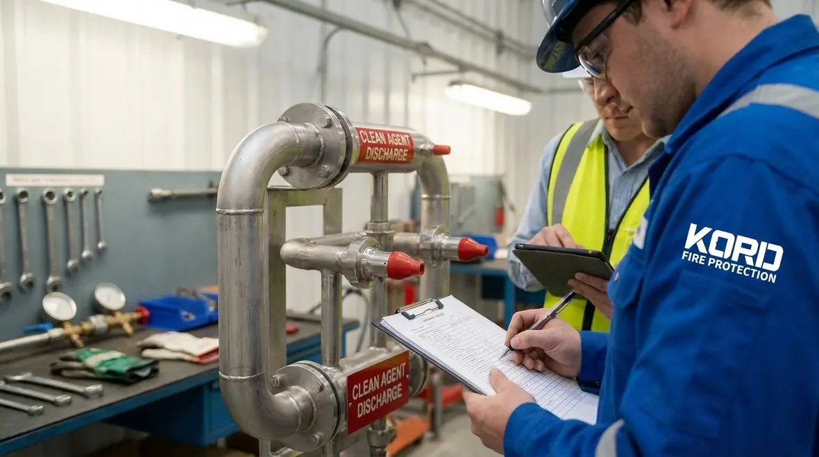 Temporary safeguards used during clean agent fire system maintenance