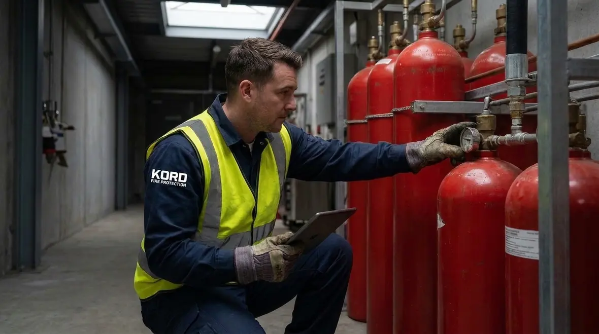 Clean agent fire suppression piping and nozzles during scheduled inspection