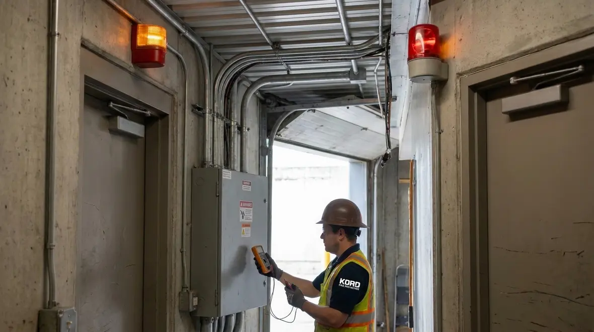 Pre discharge alarm and clean agent release warning devices in a commercial facility