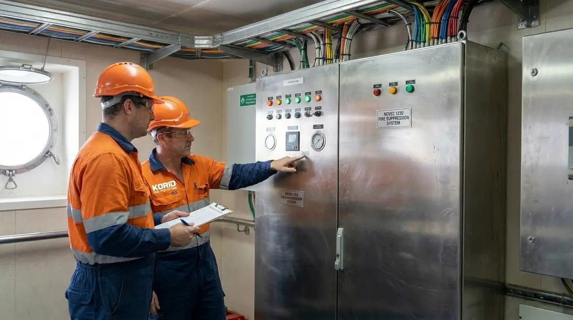 Marine clean agent fire suppression system layout for critical vessel spaces