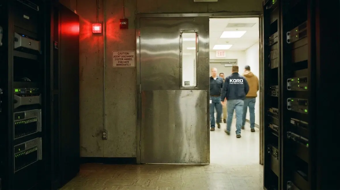 Clean agent discharge sequence and evacuation planning