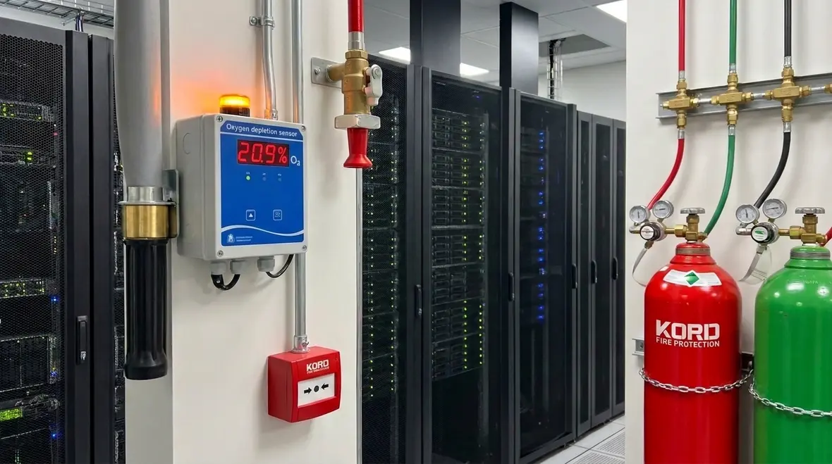 NFPA 2001 oxygen depletion monitoring for clean agent fire suppression systems