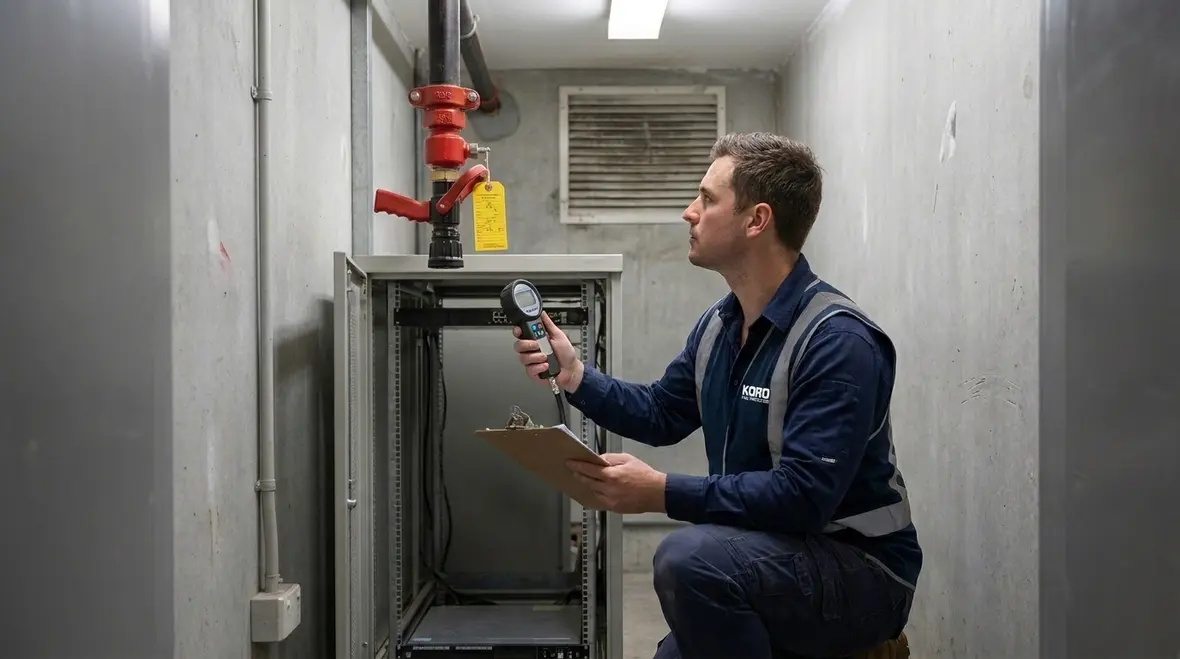 Clean agent suppression cylinders and piping installation detail