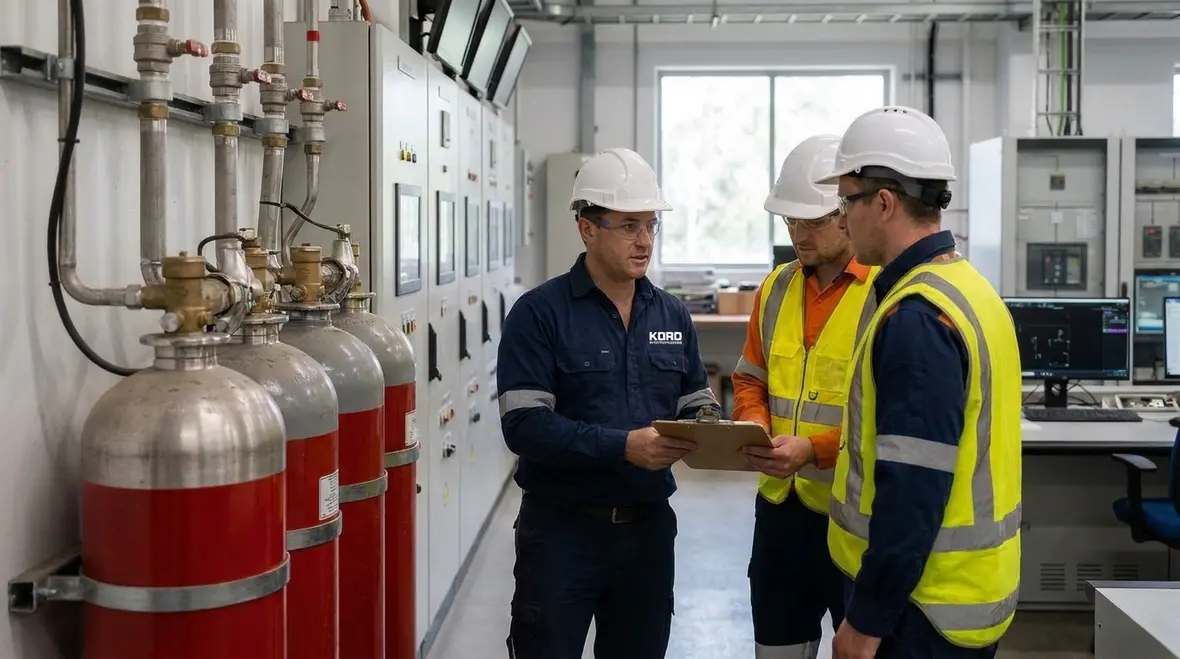 Clean agent fire suppression system installed in a critical room
