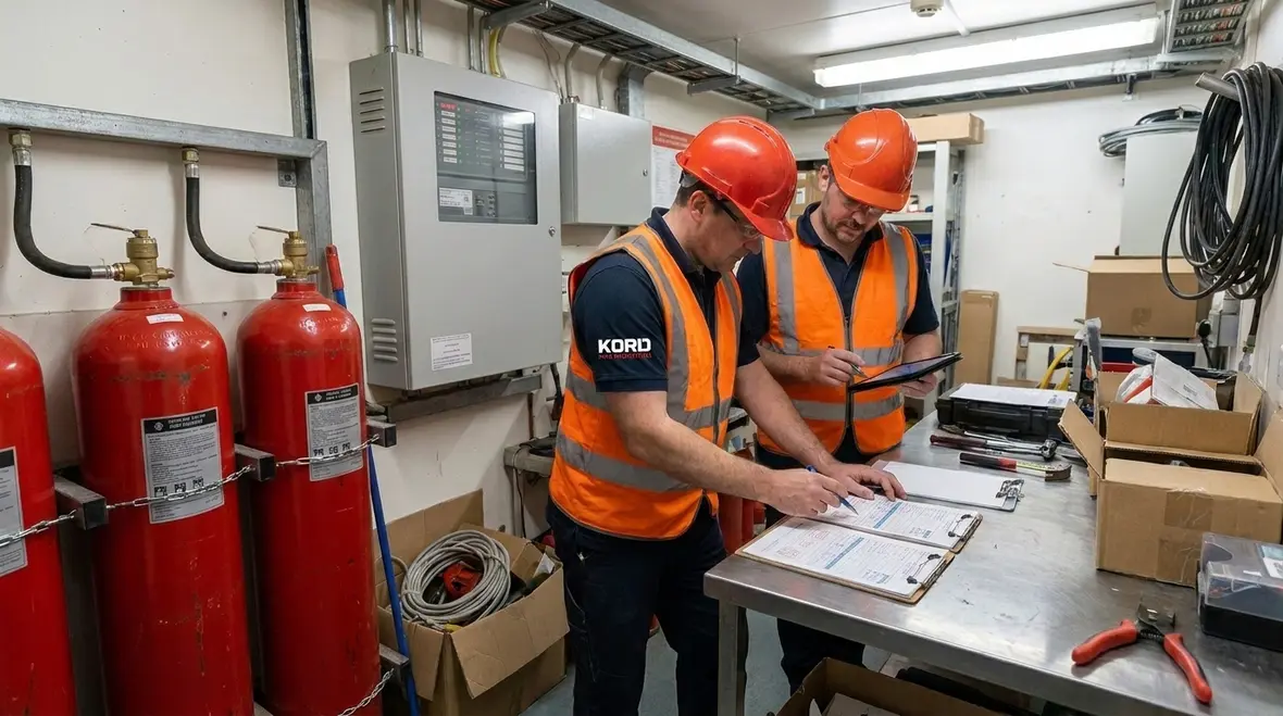 Facility testing control panel and interlock functions for clean agent system