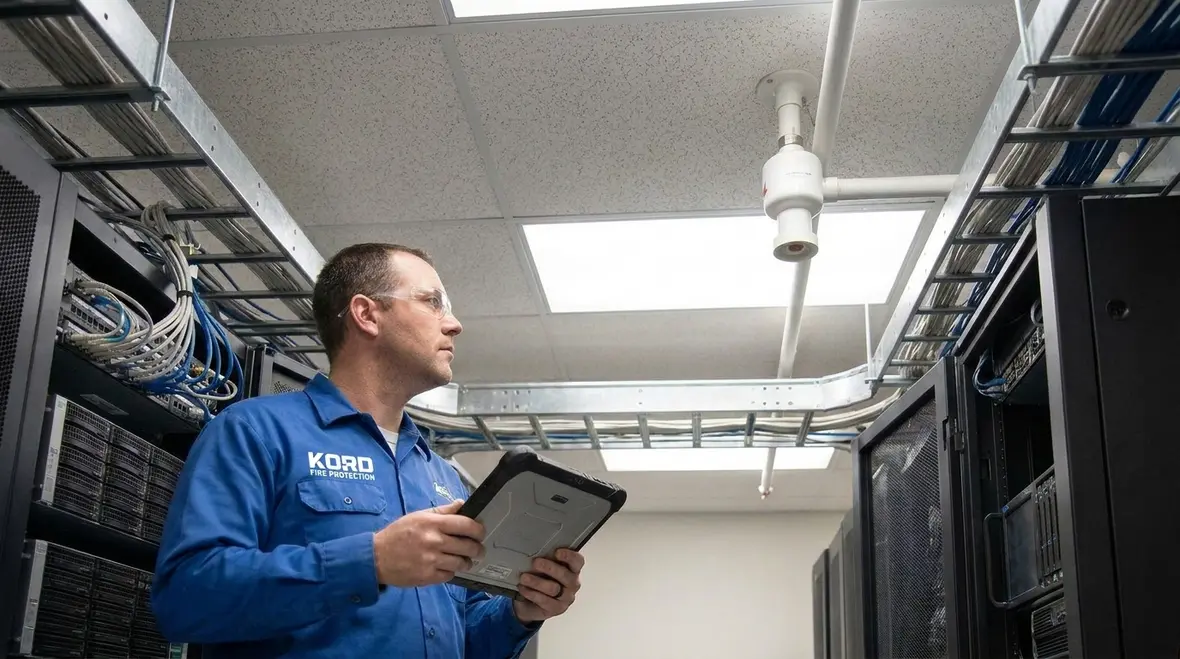 Clean agent cylinders and room integrity testing setup