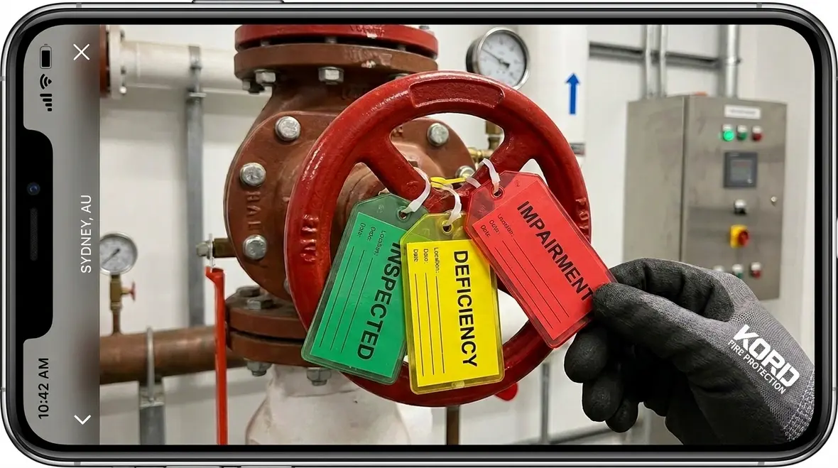 NFPA 25 Annex G color coded tagging for fire protection in a commercial facility