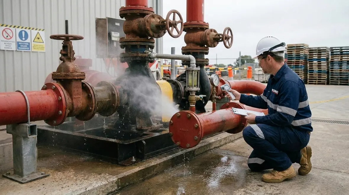 Churn test setup for fire pump performance verification