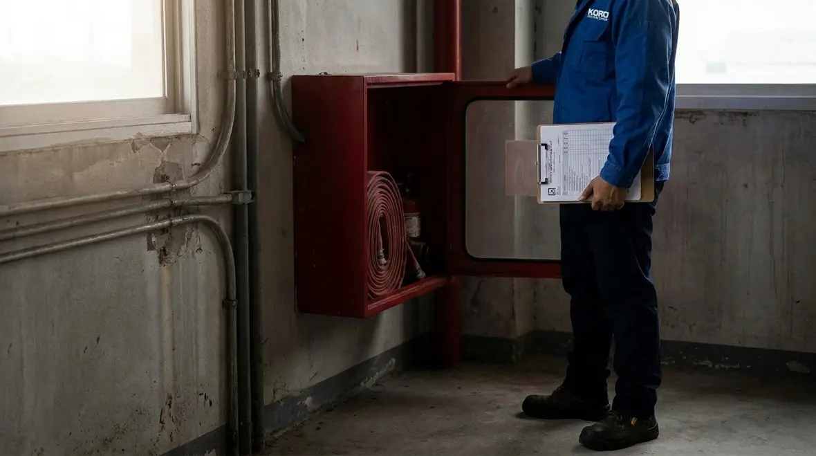 Documented hose valve inspection in commercial facility cabinet