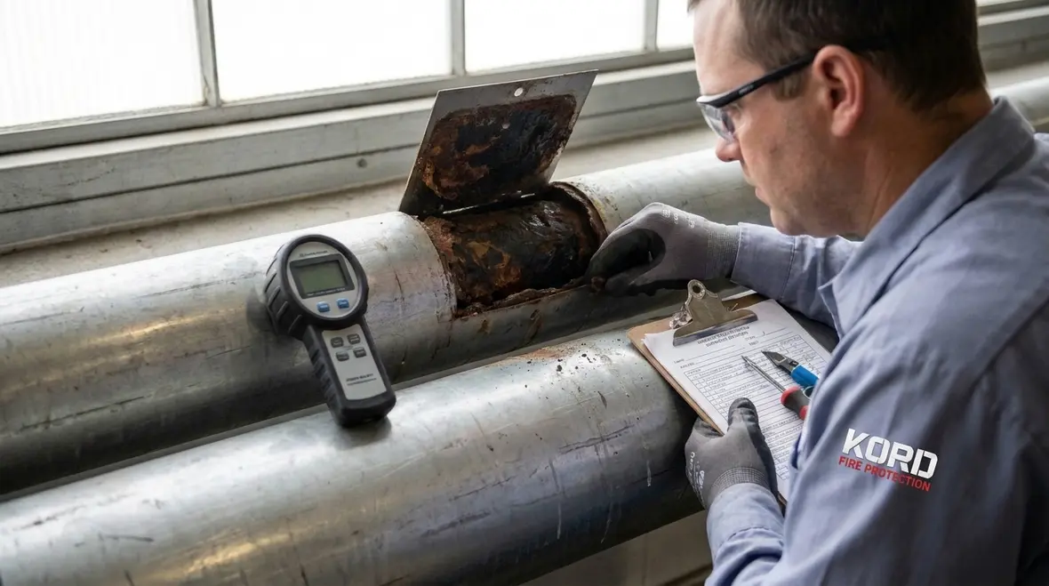 Fire sprinkler system piping condition inspection