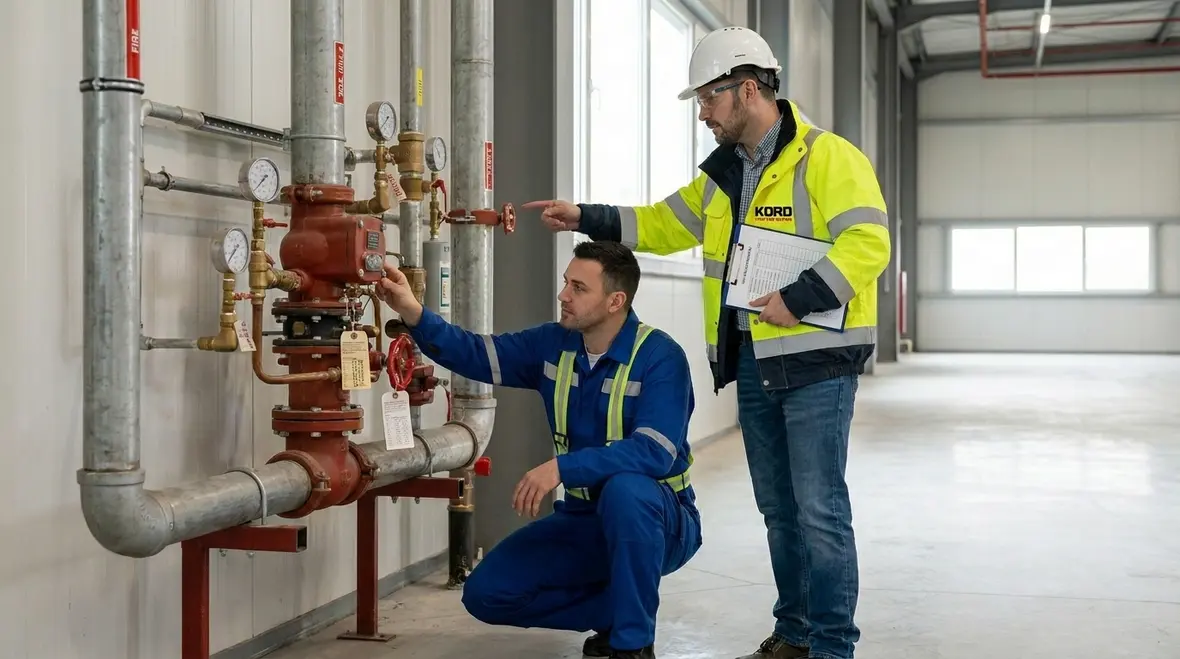 facility owner reviewing fire protection inspection schedules and responsibilities