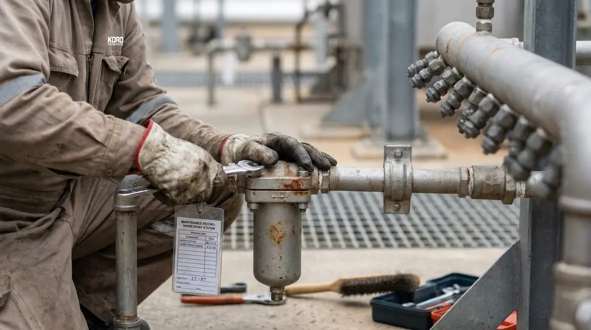 Water spray system performance testing and controlled discharge planning