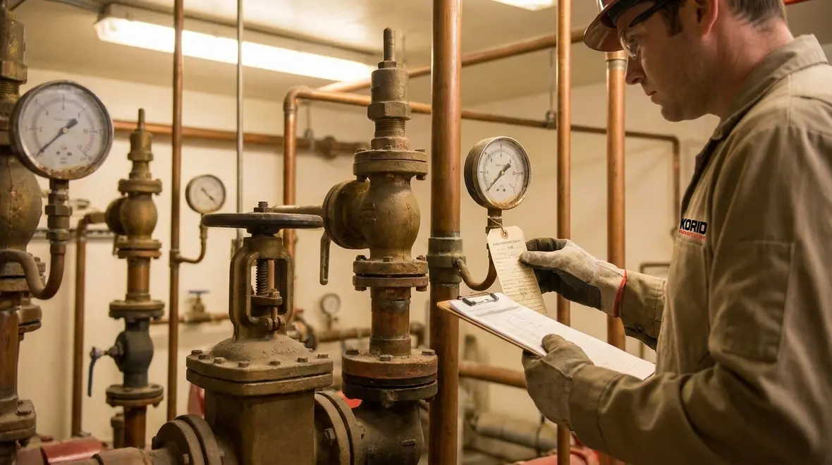 Commercial fire protection system maintenance including hydrants valves and pumps