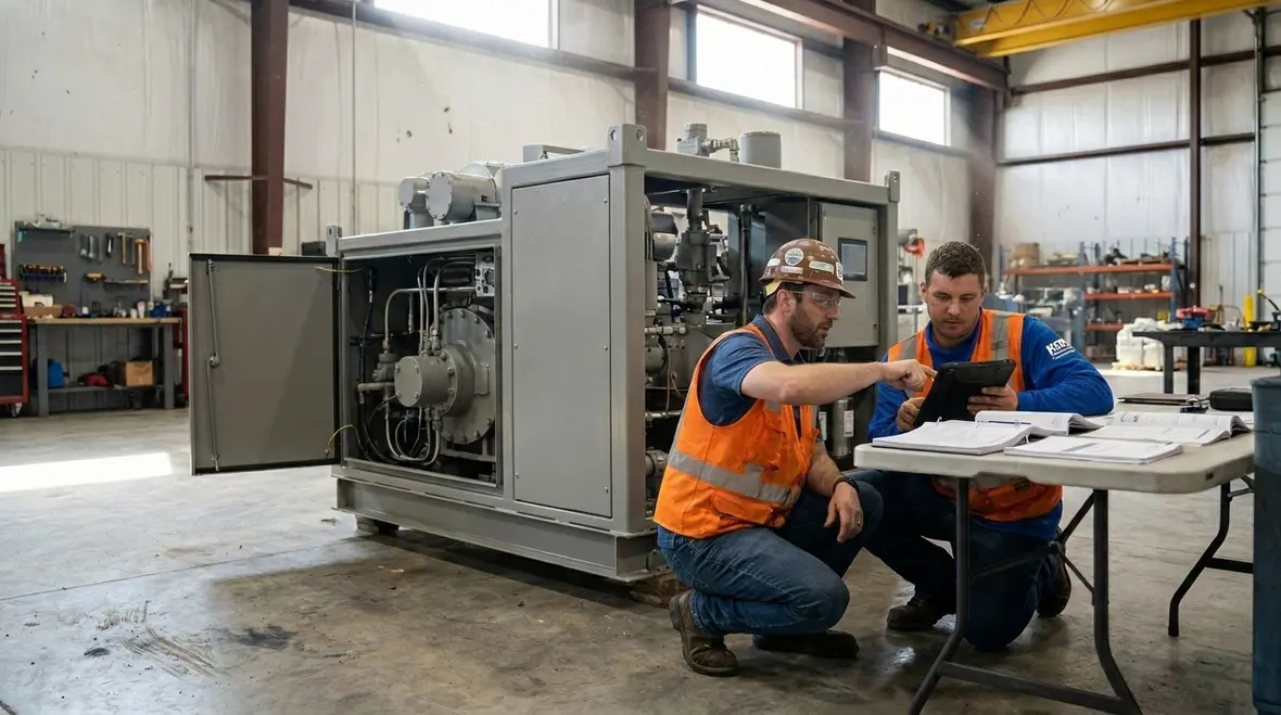 Industrial fire pump room prepared for ultra high pressure performance compliance