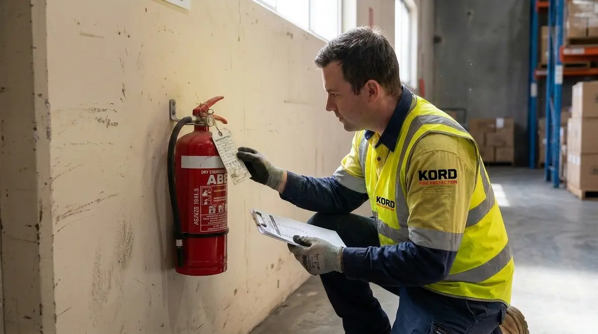 Fire extinguisher types displayed for commercial site safety