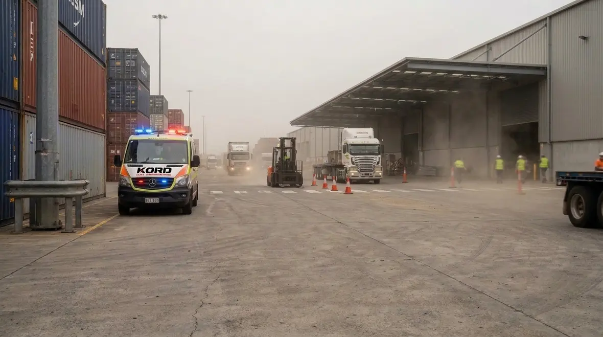 Emergency ambulance lighting operating in commercial facility environment