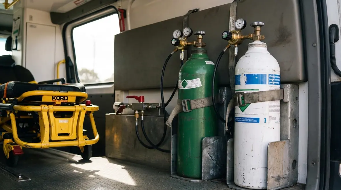 Ambulance patient compartment medical gas compliance setup