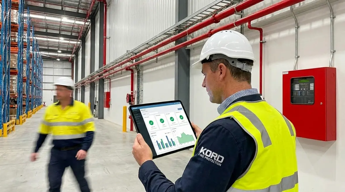 Automated fire sprinkler inspection NFPA 25 compliance dashboard and fire protection monitoring
