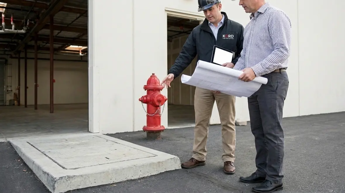 Engineer reviewing available water supply calculation results