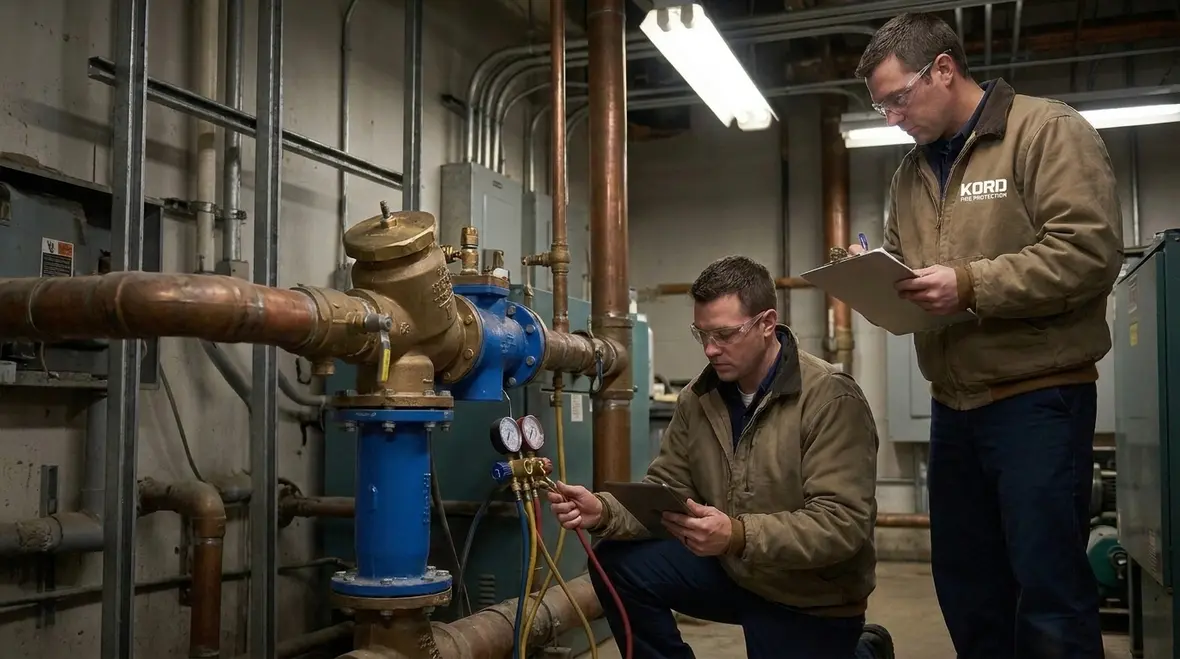 Backflow prevention assembly inspection documentation and testing coordination on site