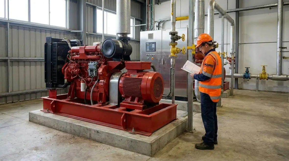 Diesel engine fire pump system layout and installation details