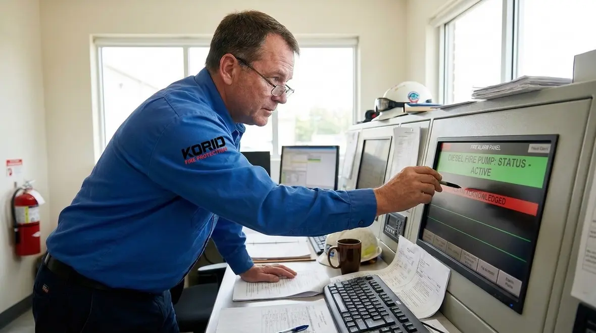 Remote alarm interface for diesel fire pump monitoring