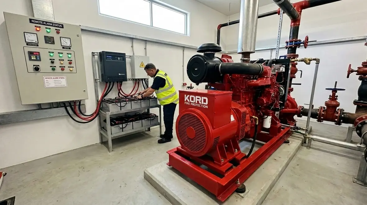 Diesel fire pump starting and battery charger requirements
