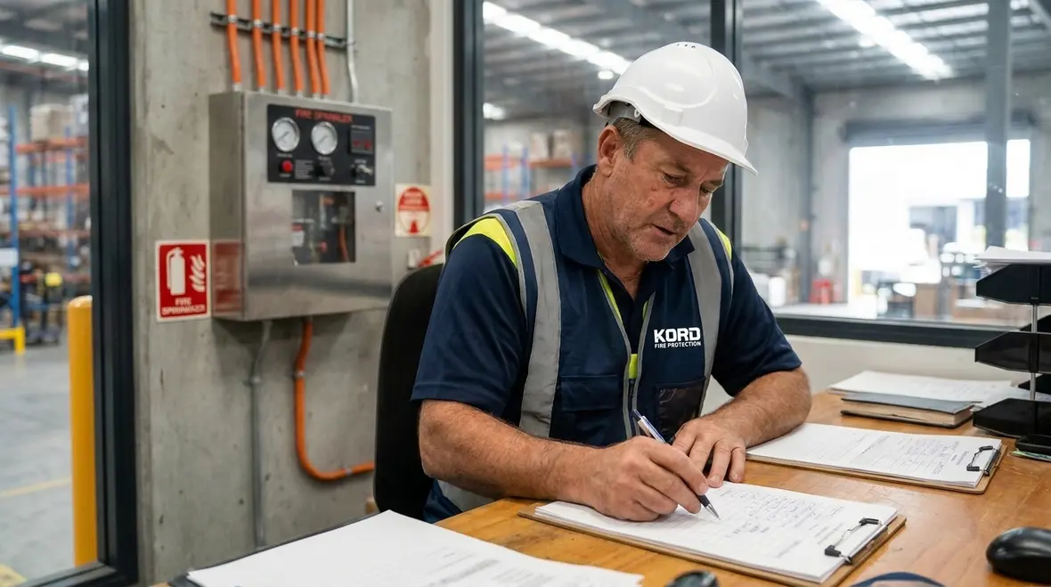NFPA fire inspection records and service documentation arranged for compliance review