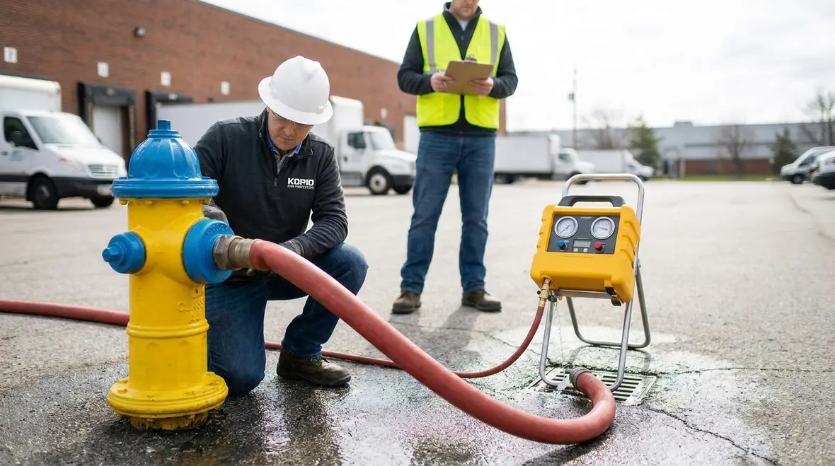 Professional hydrant testing and classification on a commercial site