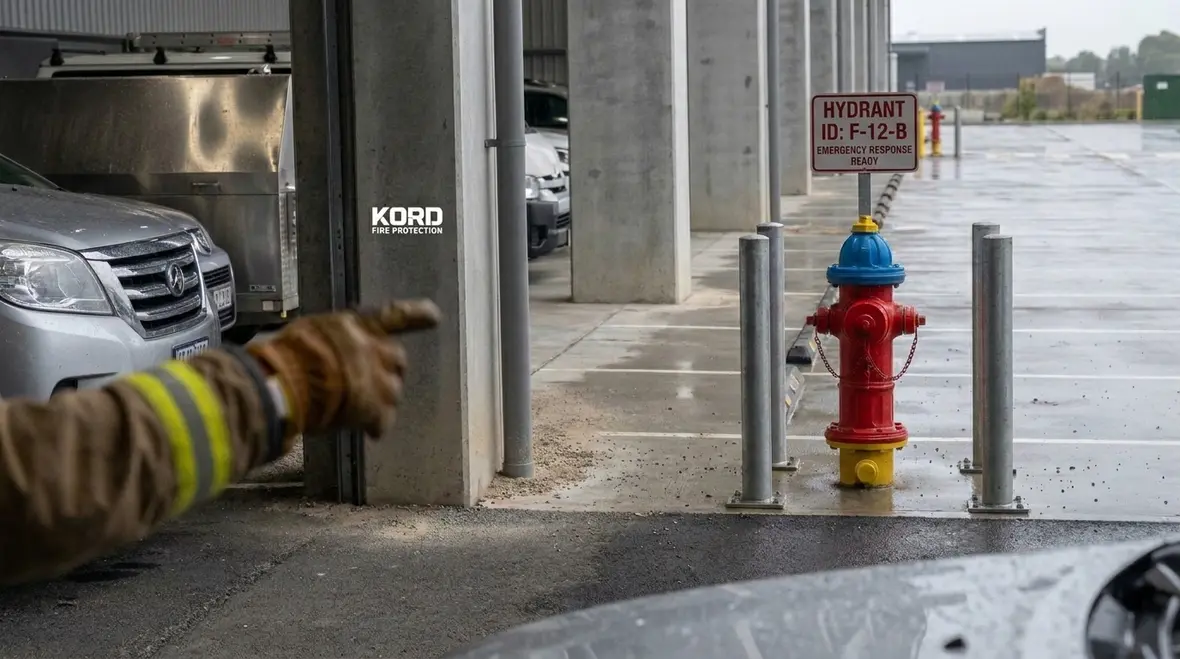 Technician performing fire hydrant testing and recording results