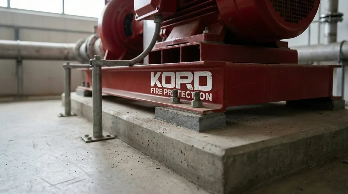 Fire pump foundation installation and base support detail