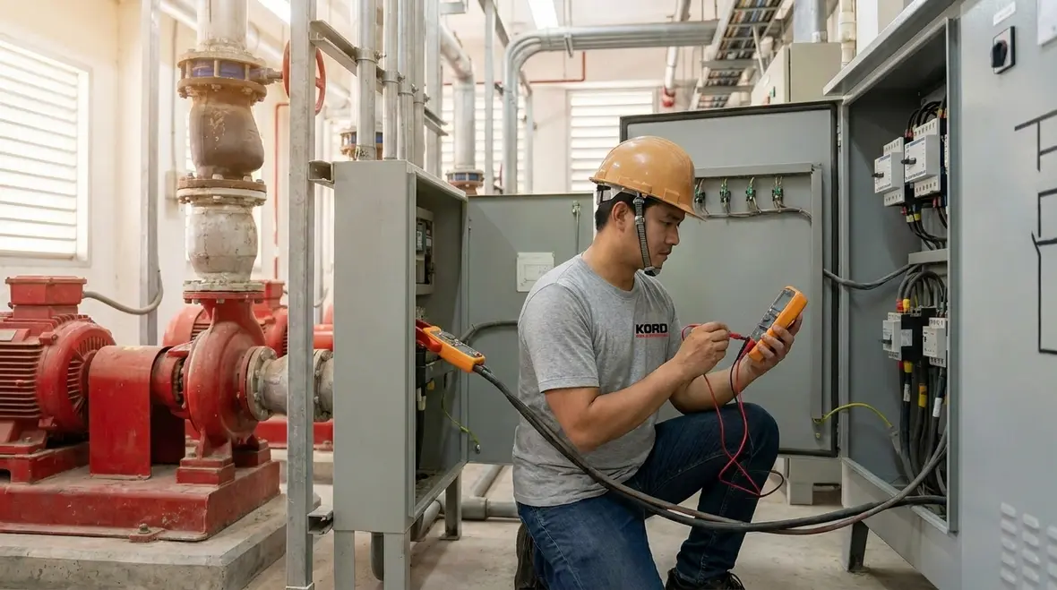 Voltage drop checks for fire pump motor performance