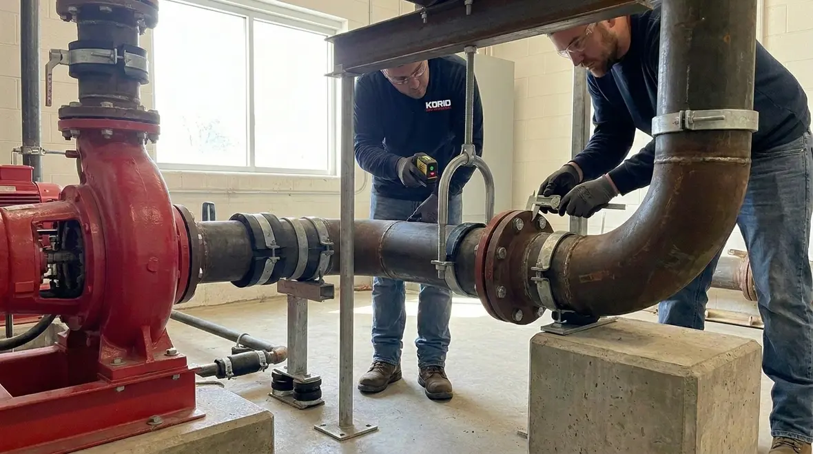 NFPA 20 fire pump piping supports restraints and alignment details