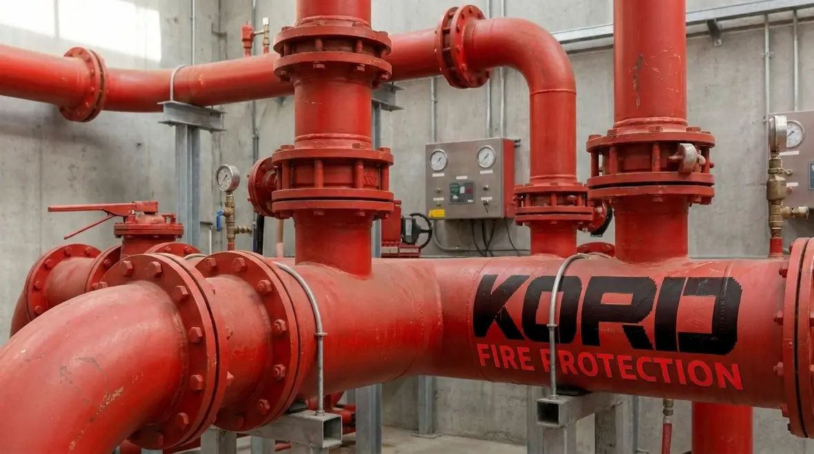 Commercial fire pump discharge piping and support arrangement