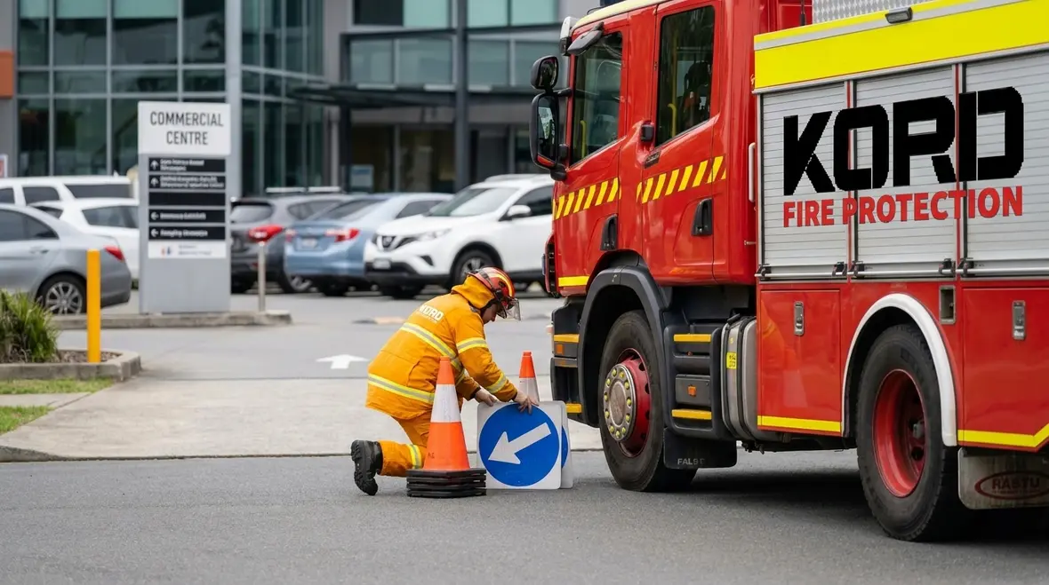 Australian facility access road prepared for emergency traffic safety control